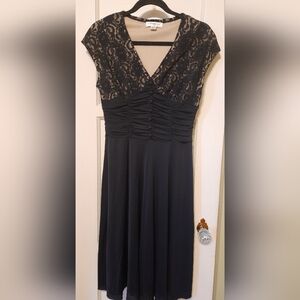 Coldwater Creek Black Lace V-Neck Midi Dress